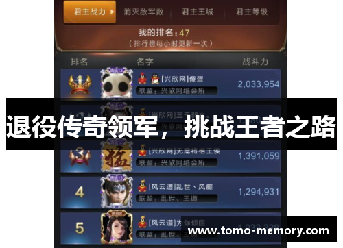 退役传奇领军，挑战王者之路
